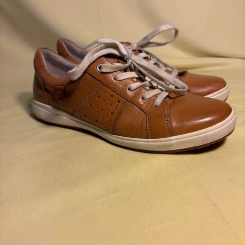 Josef Seibel Caren 01 Camel Leather Comfort Walking Sneakers - EU 37 / US 7